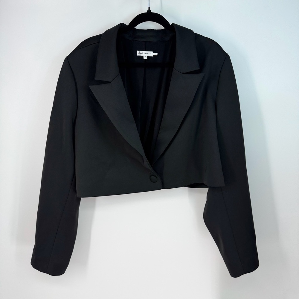 Good American Cropped Long Sleeve Blazer